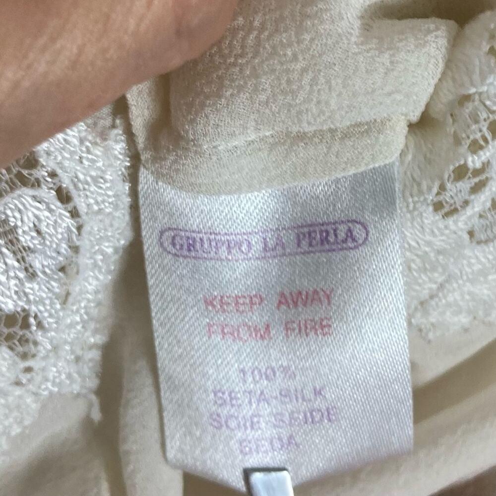 nwot Vintage LA PERLA Slip Dress 2 Silk-Crepe Cream Lace-Trim Adjust-Straps Maxi - Picture 4 of 13